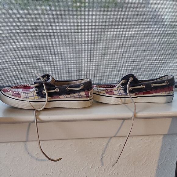 Sperry Kids Plaid Sneakers - Red, Blue, White - Picture 4 of 8